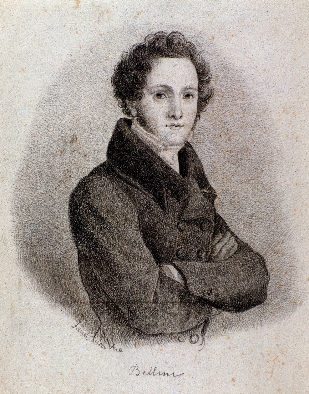 Retrato do compositor italiano Vincenzo Bellini (gravura. século XIX) de Unknown artist