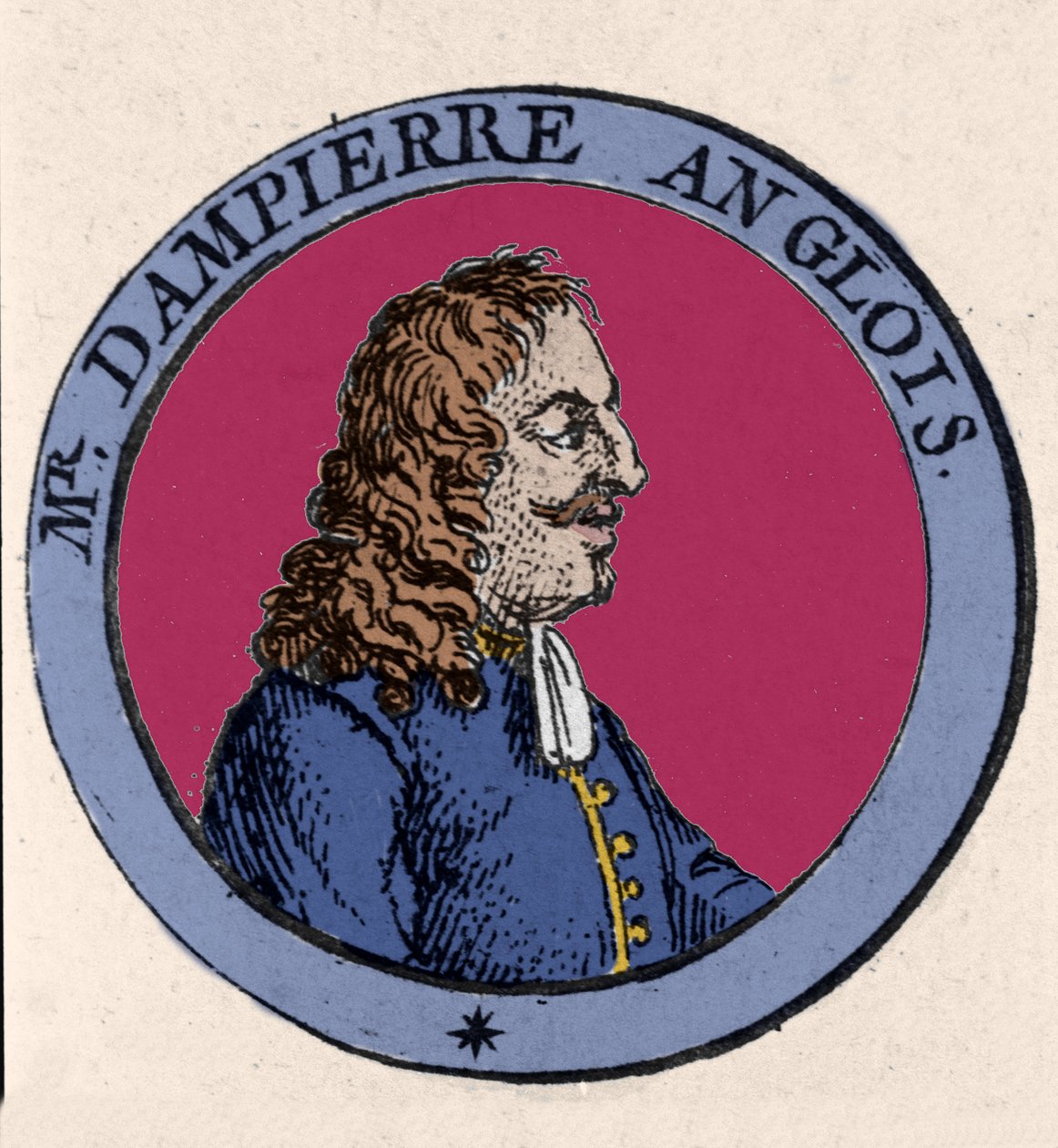 Retrato do britânico Bucaneer, navegador e cientista William Dampier (1652-1715). Gravura do século XIX de Unknown artist
