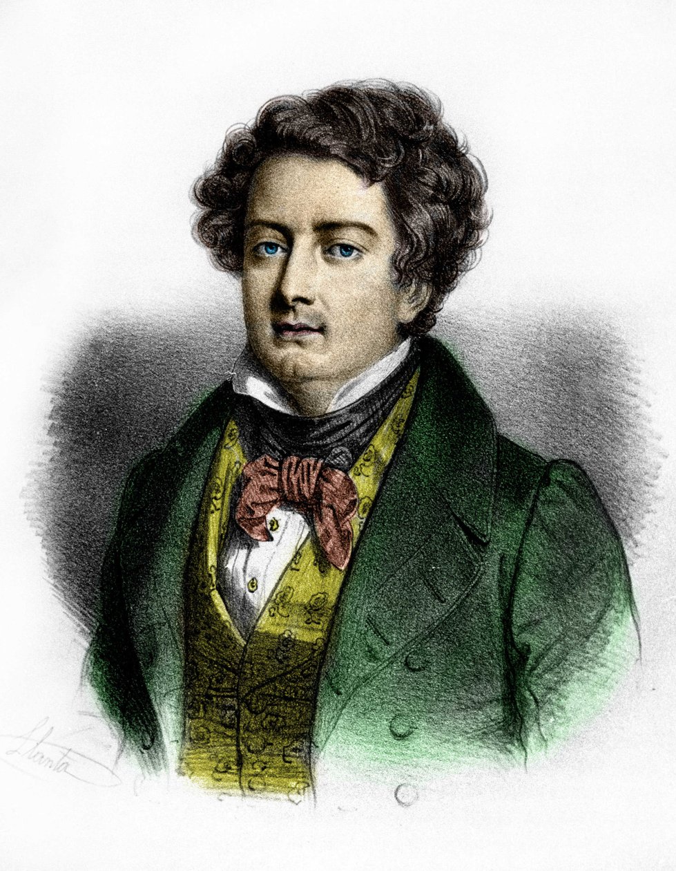 Retrato do tenor francês Adolphe Nourrit (1802-1839). de Unknown artist