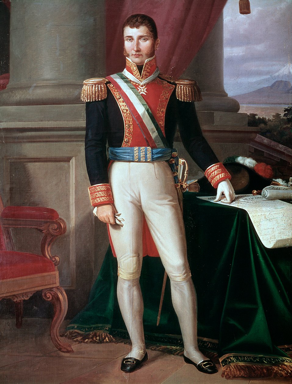 Retrato do Imperador Mexicano Agustin Iturbide (1783-1824) Pintura anônima, ca. 1821 Museu Histórico Nacional, Chateau de Chapultepec México de Unknown artist