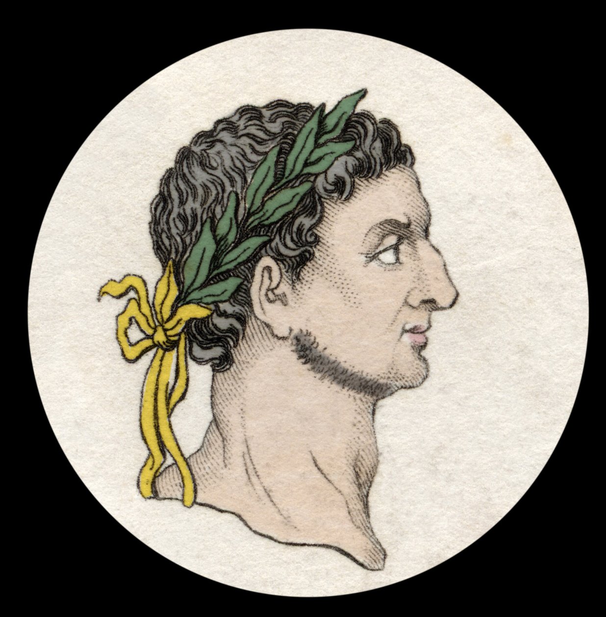 Retrato do Imperador Romano Othon (Marcus Othon Caesar Augustus) (32-69). Gravura do século XIX. de Unknown artist