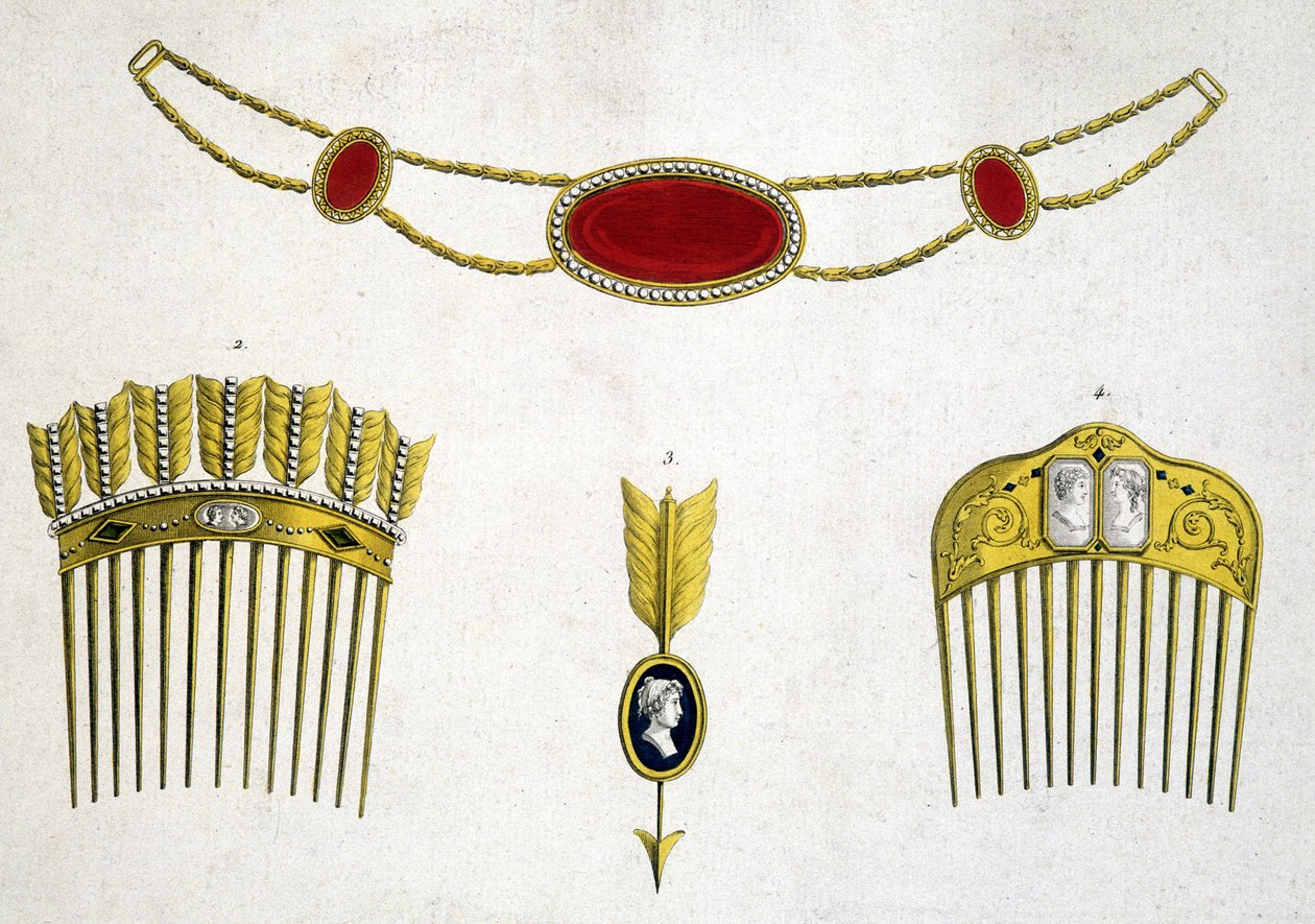 Pentes e pinos preciosos, cerca de 1810 de Unknown artist