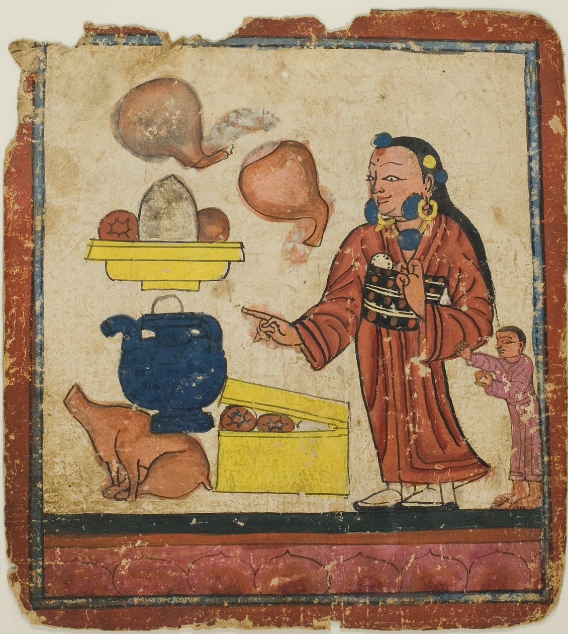 Apresentação de oferendas, de um conjunto de cartas de iniciação (Tsakali) de Unknown artist