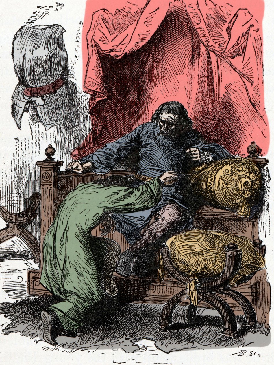 O príncipe Henrique oferece sua vida quando seu pai duvida de sua lealdade ao devolver a coroa - Príncipe Henrique (também conhecido como Bollingbroke, Henrique IV da Inglaterra de Unknown artist