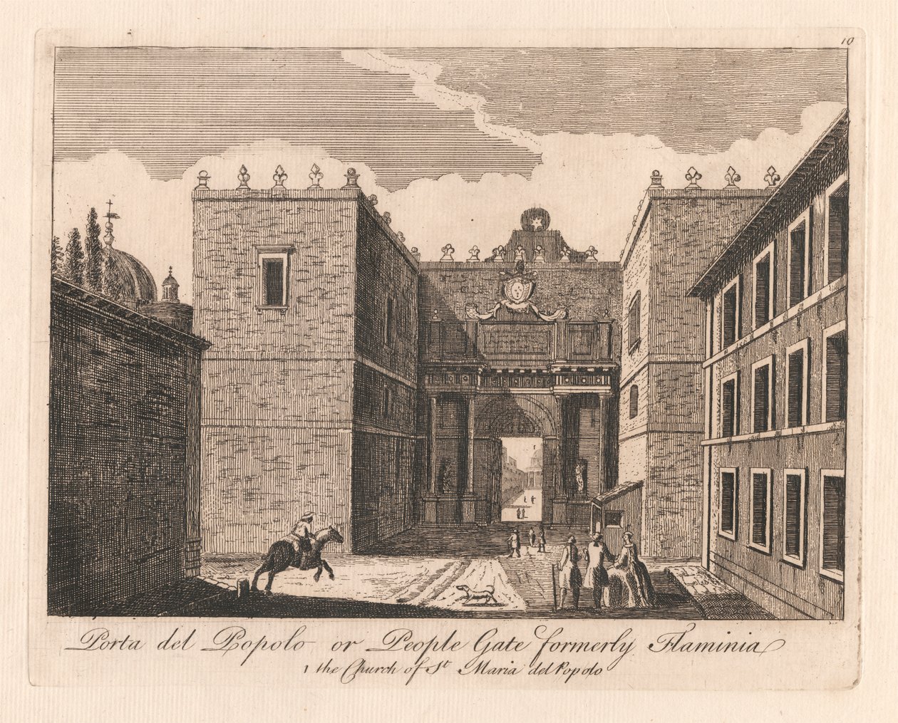 Prota del Popolo ou People Gate antigamente Flaminia: 1. Igreja de St. maria del Popolo de Unknown artist