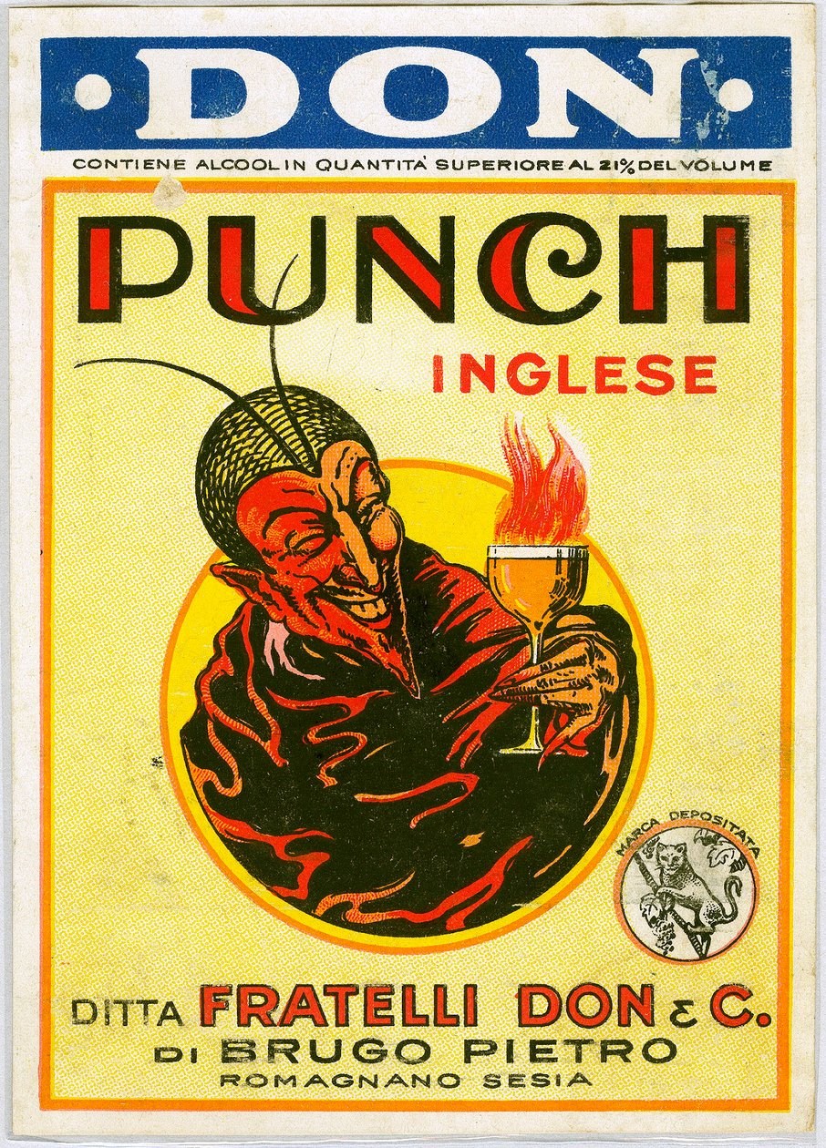Soco de publicidade do álcool inglês com um diabo (Chromolithography) de Unknown artist