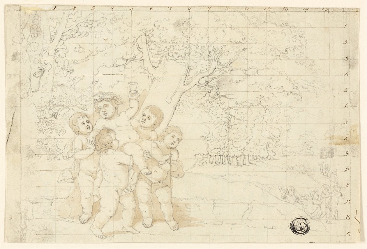 Putti carregando o jovem Baco de Unknown artist