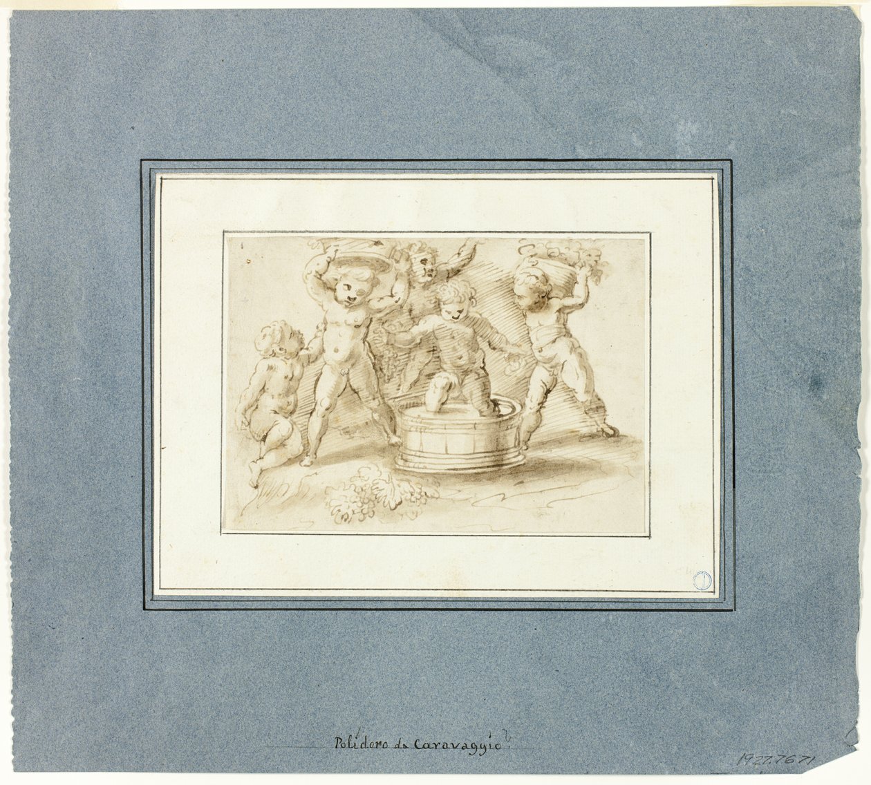 Putti a fazer vinho de Unknown artist