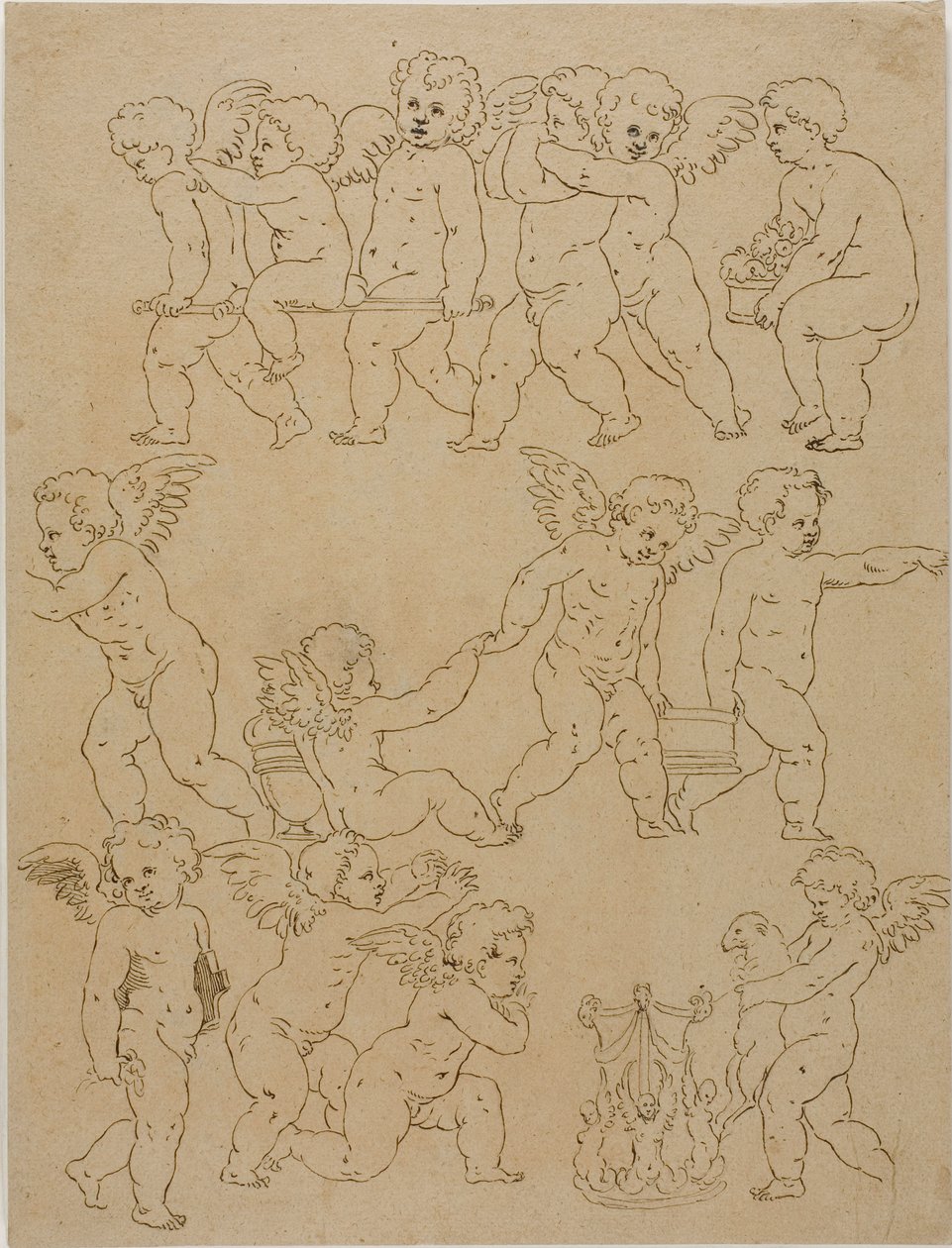 Putti realizando tarefas de Unknown artist