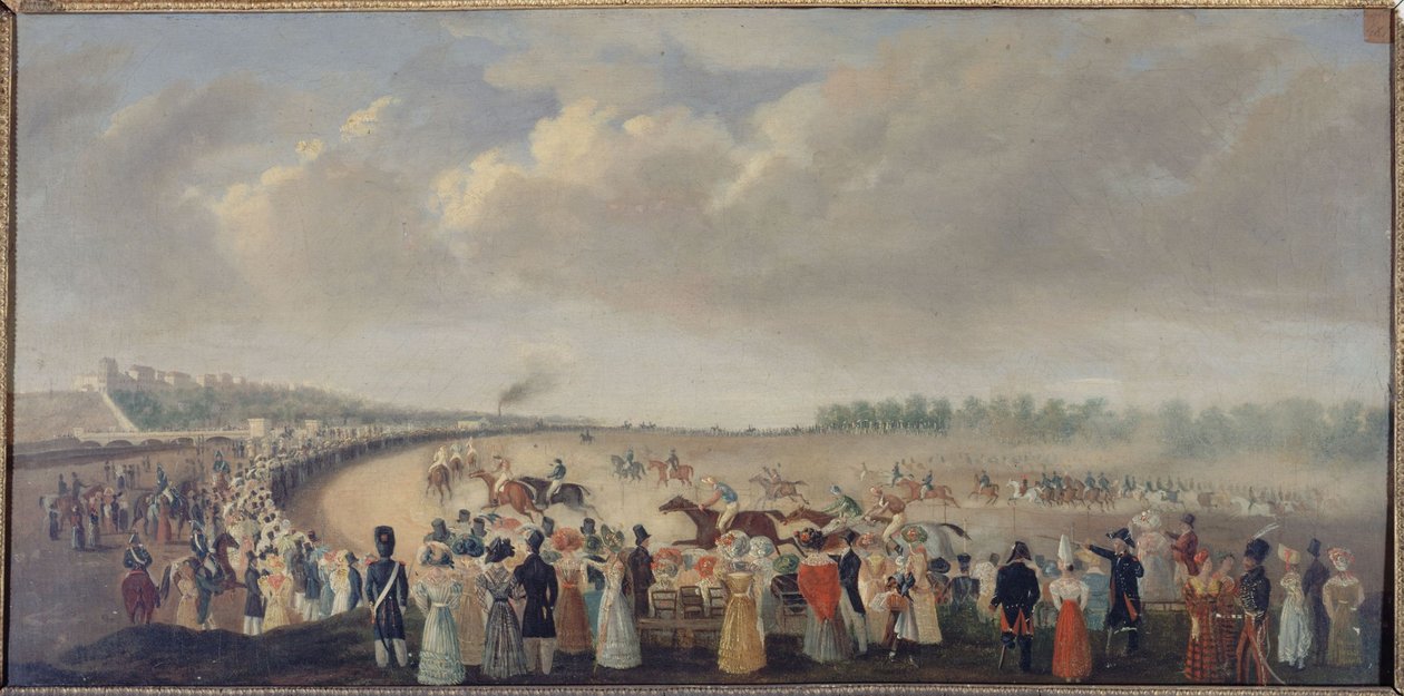Corridas no Champ-de-Mars, atual 8º arrondissemnt, cerca de 1830, entre 1801 e 1900 (óleo sobre tela) de Unknown artist