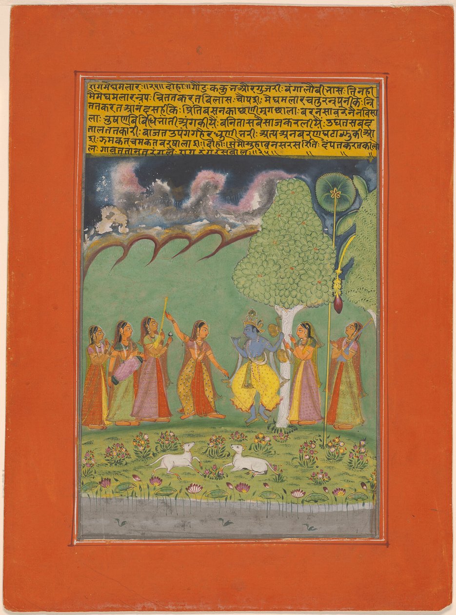Rag Megh Malar, página de um Conjunto de Ragas Musicais (Ragamala) de Unknown artist