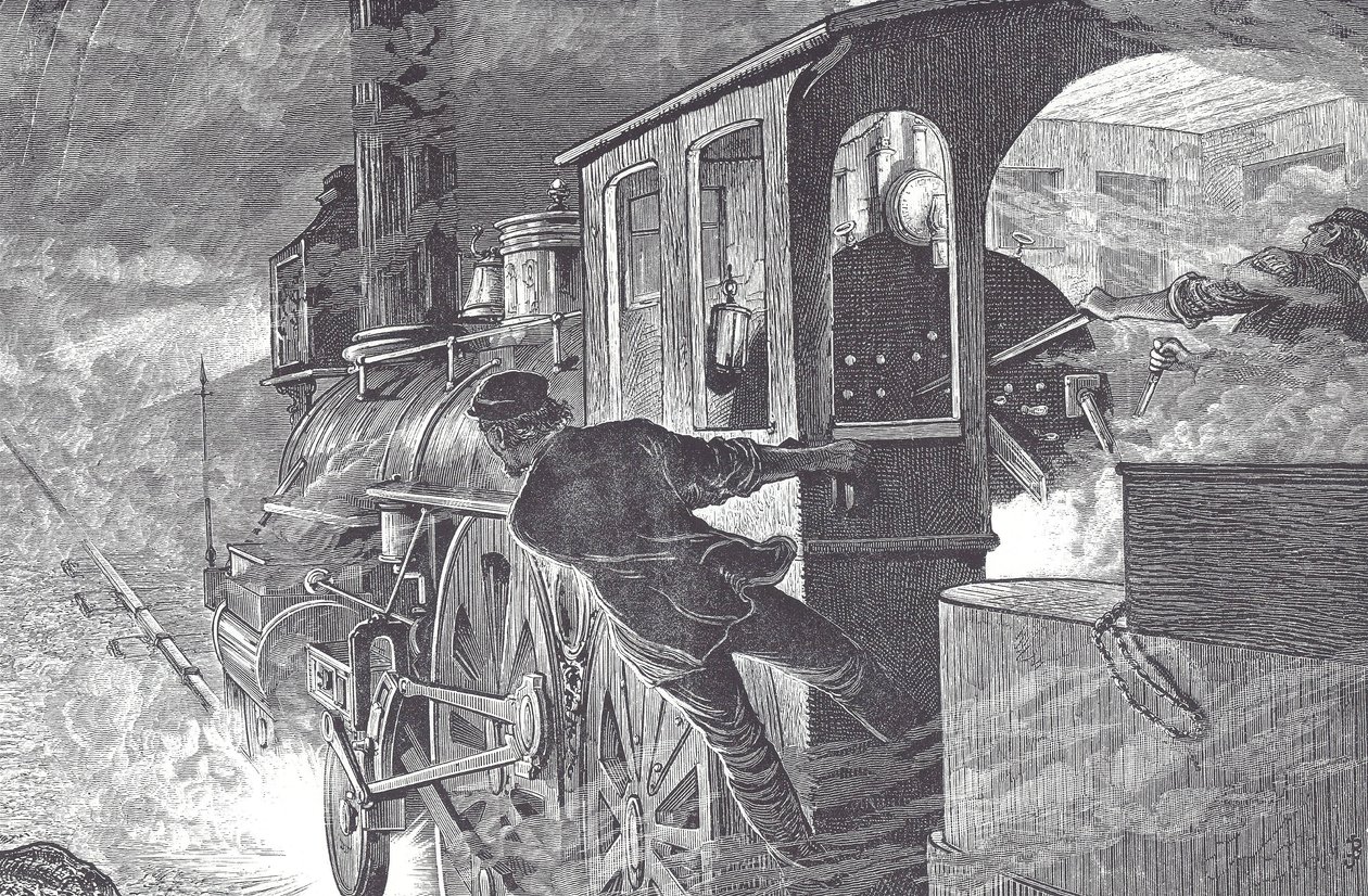 Condutores ferroviários, finais do século XIX (gravura em madeira) de Unknown artist