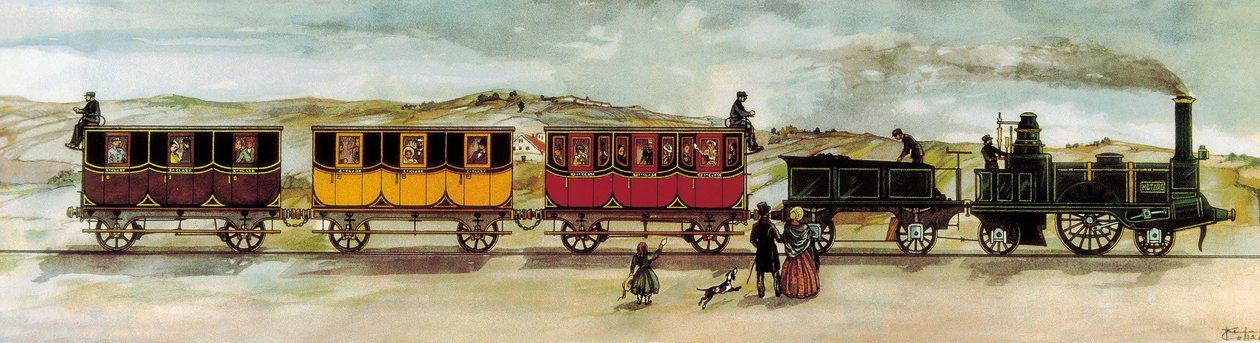 Inaugurada a linha ferroviária entre Barcelona e Mataro (Barcelona-Mataro) no dia 28 de outubro de Unknown artist