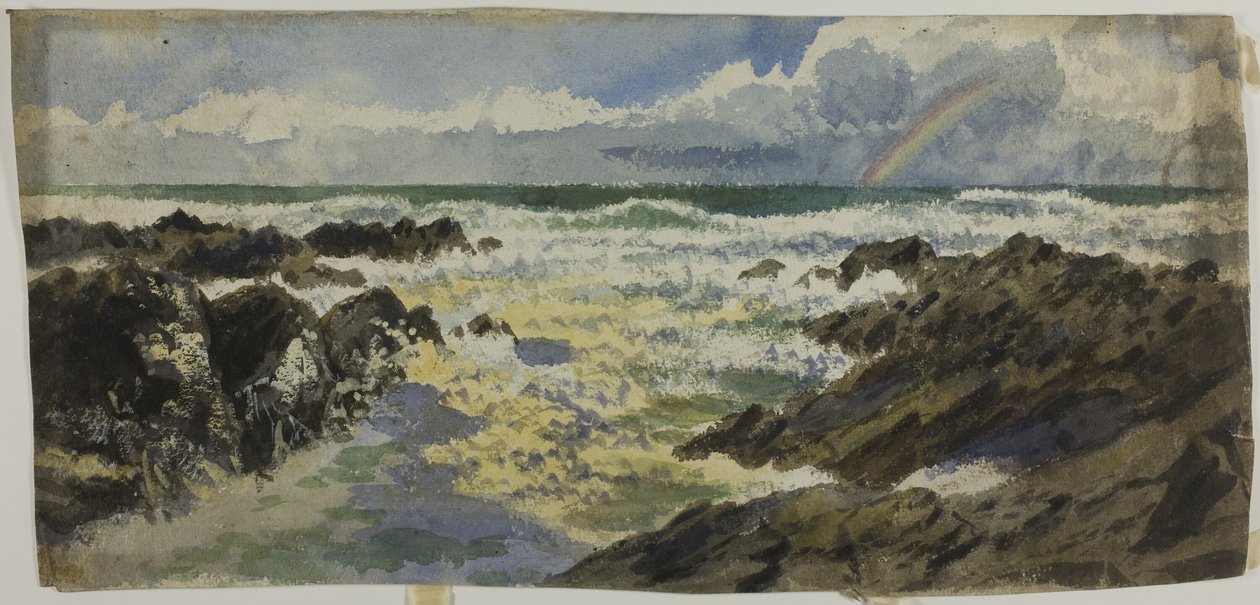 Arco-íris sobre o mar tempestuoso de Unknown artist
