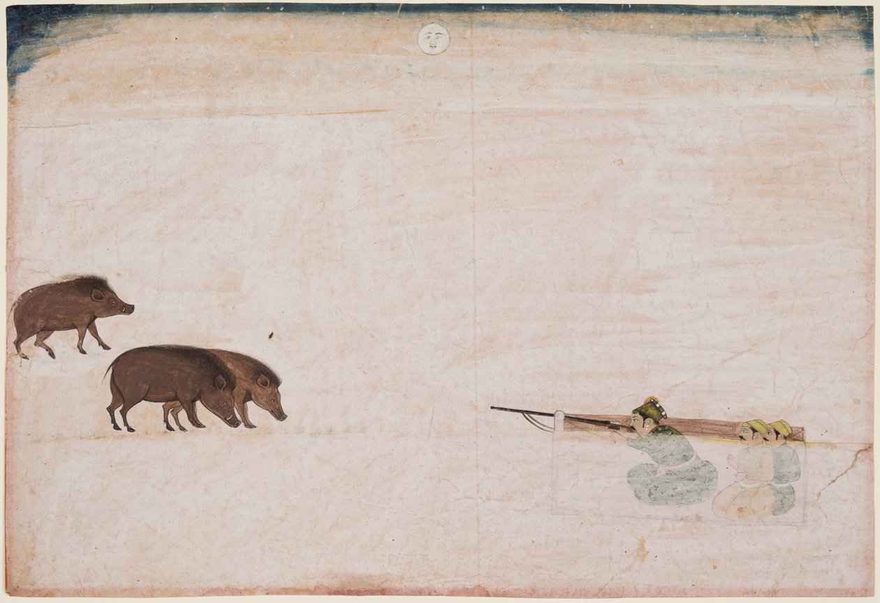 Raja Ram Chand de Âmbar (r. 1667-88) Caça ao Javali de Unknown artist