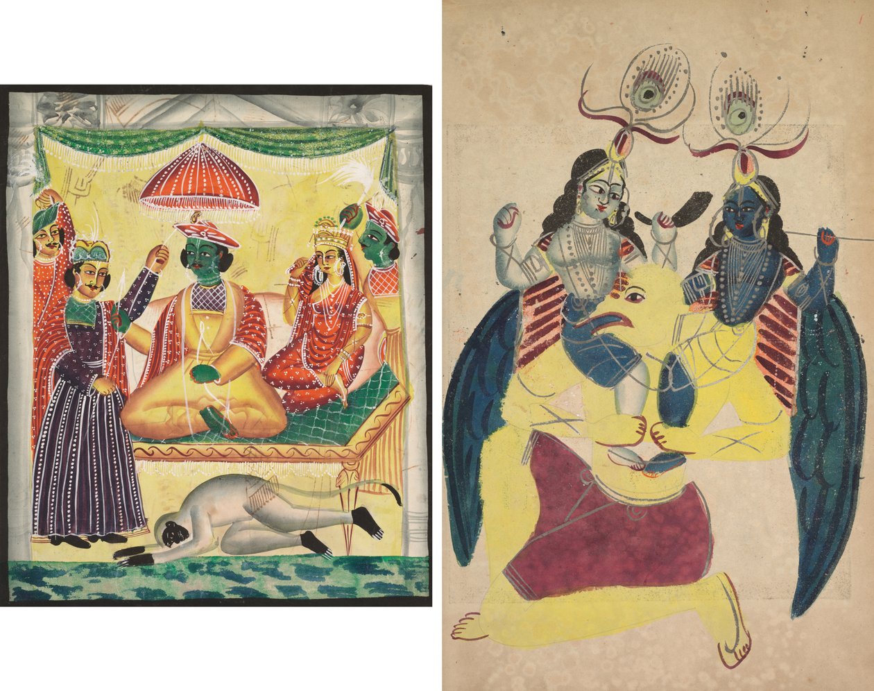 Rama e Sita (reto); Garuda carregando Balarama e Krishna (verso) de Unknown artist