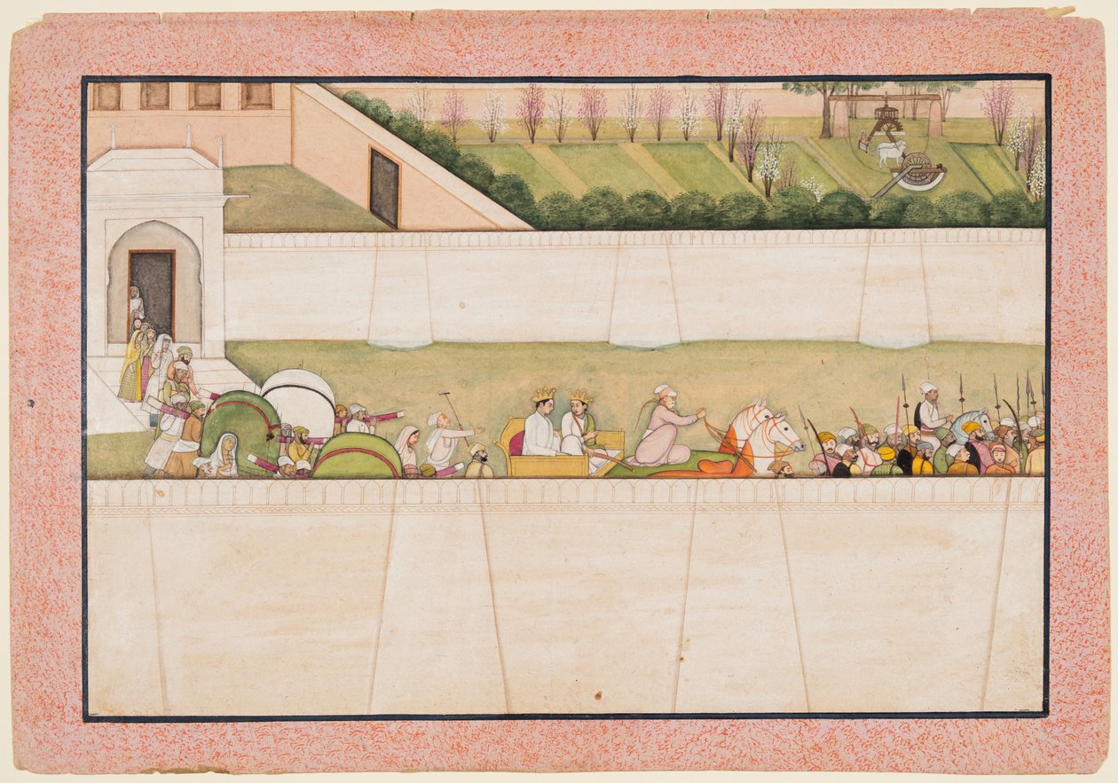 Os irmãos de Rama, Bharata e Shatrughna, partiram de Ayodhya para encontrar Rama e Lakshmana na floresta para informá-los da morte de seu pai Dasharatha. de Unknown artist