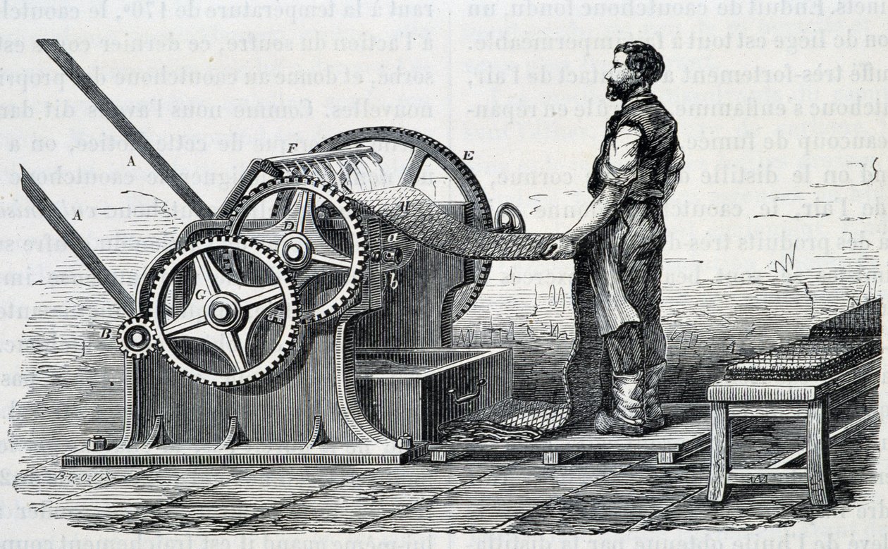 Trituradores de borracha crua - em "As maravilhas da indústria", de Louis Figuier de Unknown artist