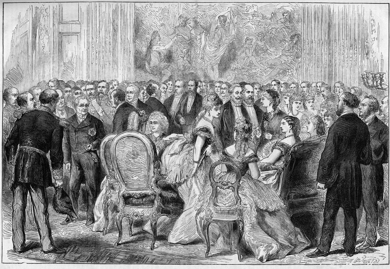 Recepção do Presidente Adolphe Thiers no Palácio Elysee, em janeiro de 1873. de Unknown artist