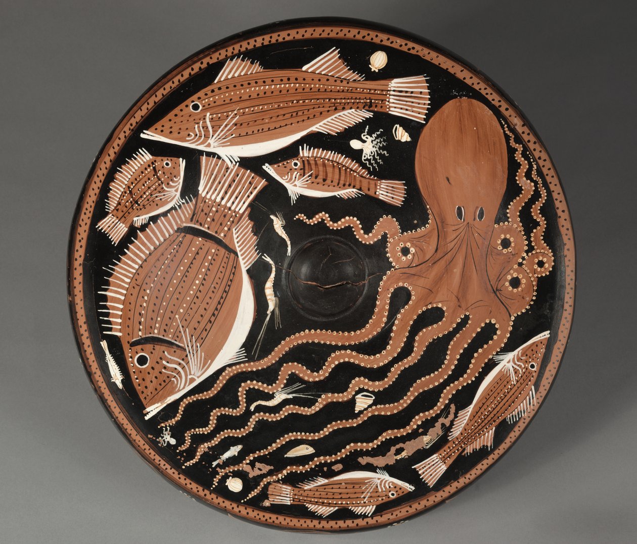 Prato de Peixe de Figura Vermelha: Polvo, Tainha, Dourada, Marisco de Unknown artist