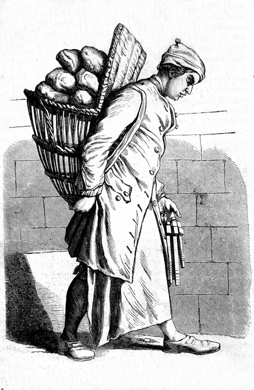 Representação de um padeiro. Gravura do século XVIII. de Unknown artist