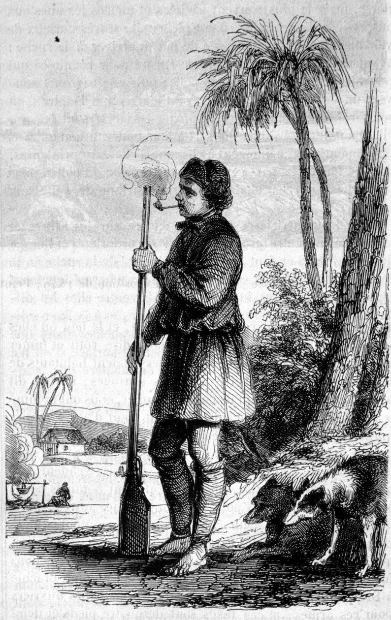 Representação de um bucaneiro em Santo Domingo, no século XVII. de Unknown artist