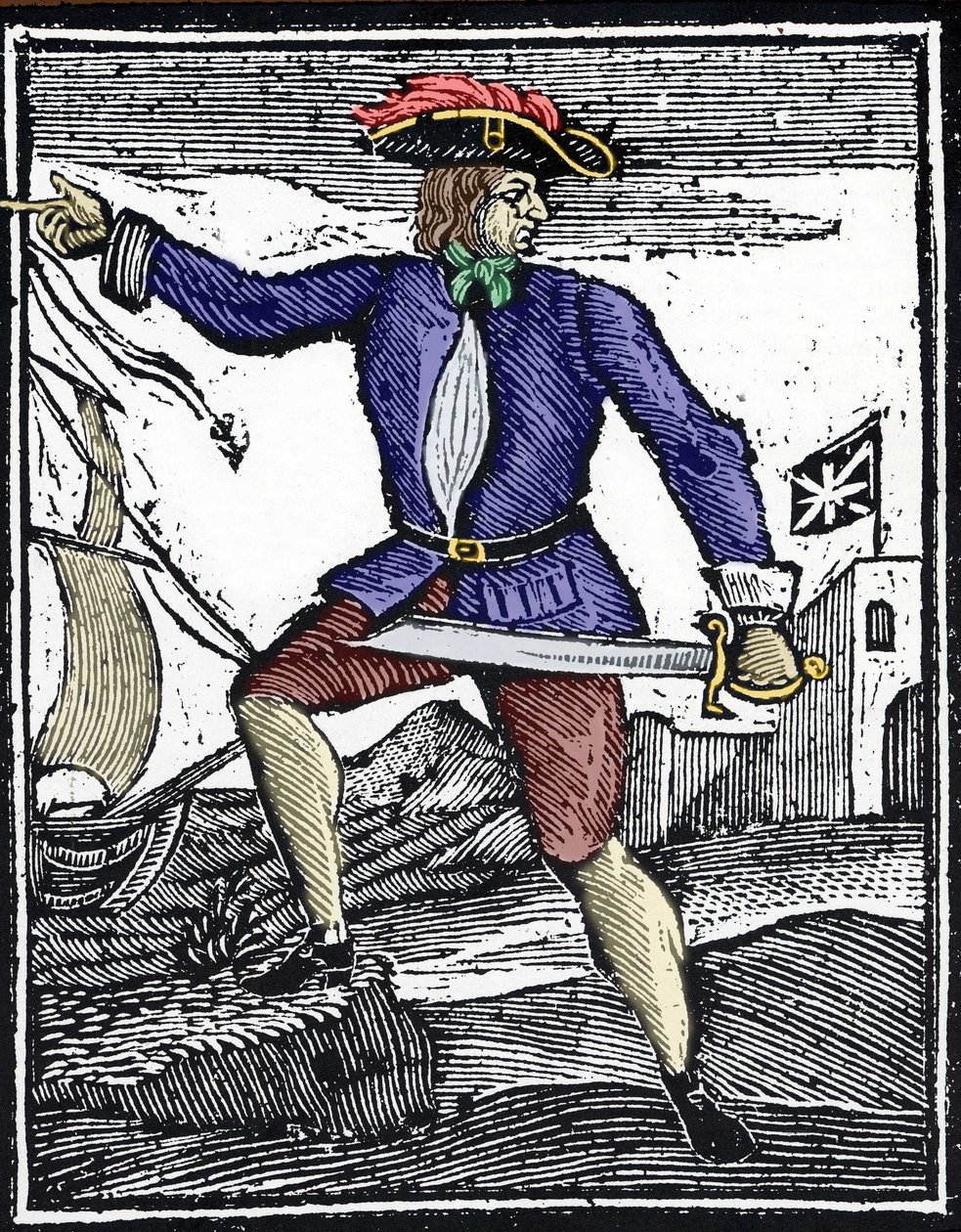 Representação do pirata Howell Davis, ativo por volta de 1718-1719. de Unknown artist