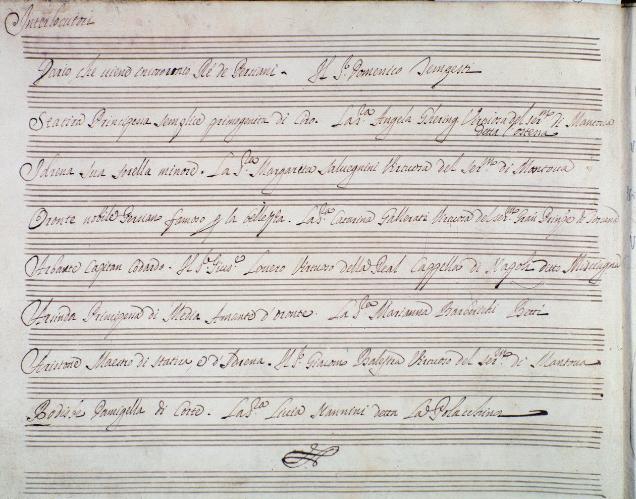 Retrato da ópera A coroação de Dario por Giuseppe Aldrovandini (1703) de Unknown artist