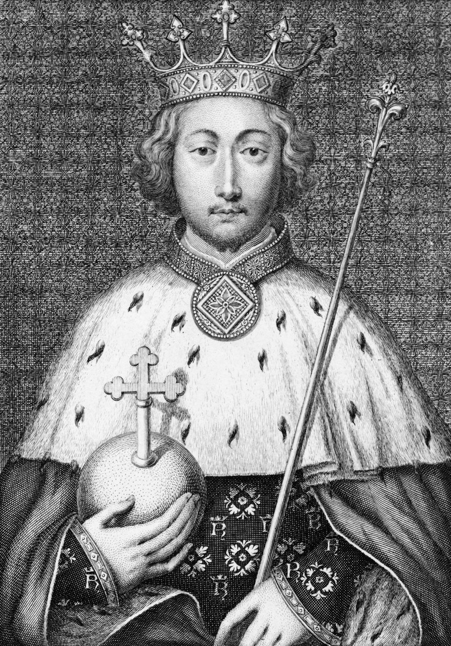 Ricardo II. (1367 a 1400) Rei de Inglaterra. Gravura do século XVIII. de Unknown artist