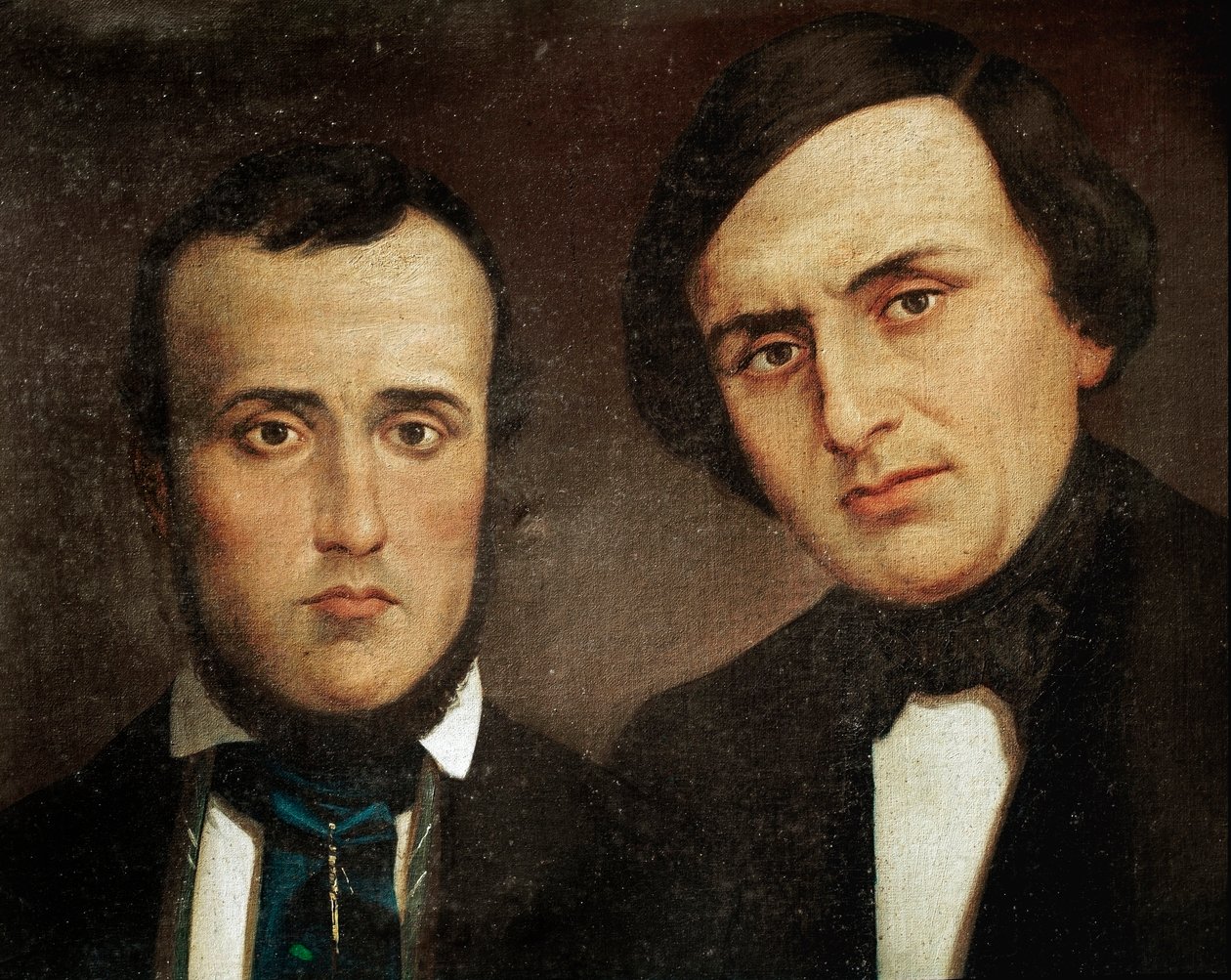 Risorgimento: retrato dos irmãos Attilio Bandiera (1810-1844) e Emilio Bandiera (1819-1844). Pintura anônima. Roma do século XIX, Istituto Storia Risorgimento de Unknown artist