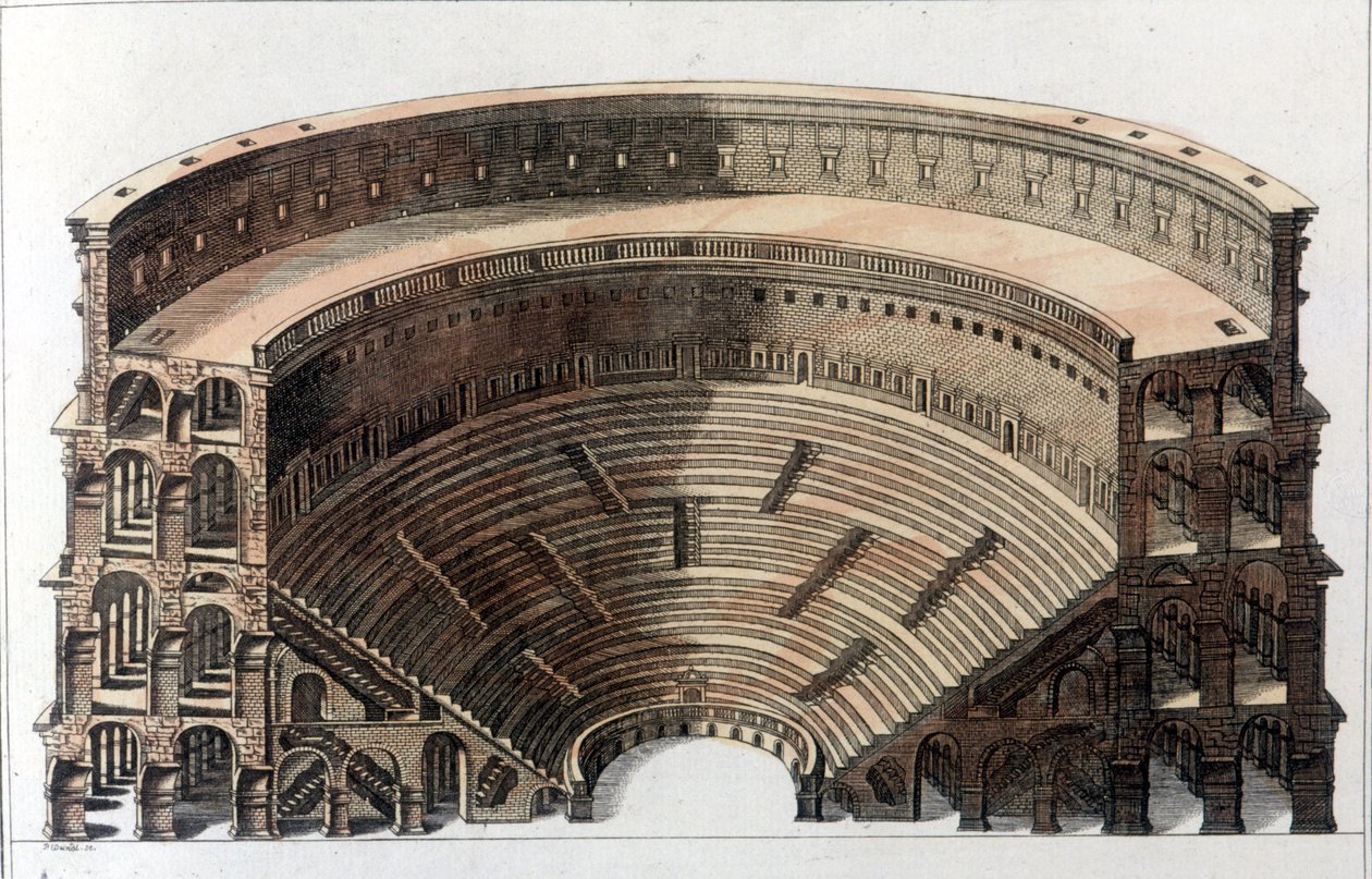 O Teatro Romano. Gravura do início do século XIX. de Unknown artist