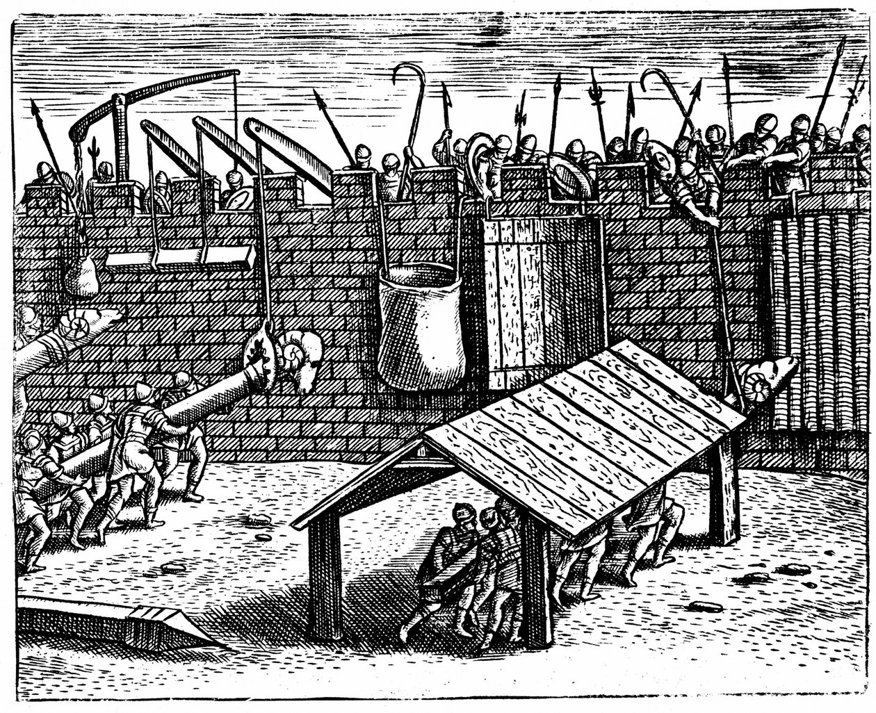 Guerra romana. Defensores que tentam desativar os aríetes de Unknown artist