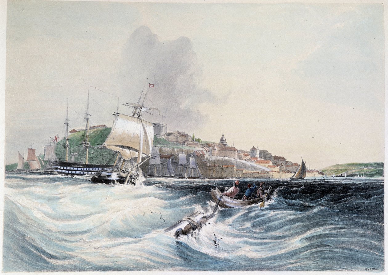 Rough Sea and View of Quebec - em "Smith