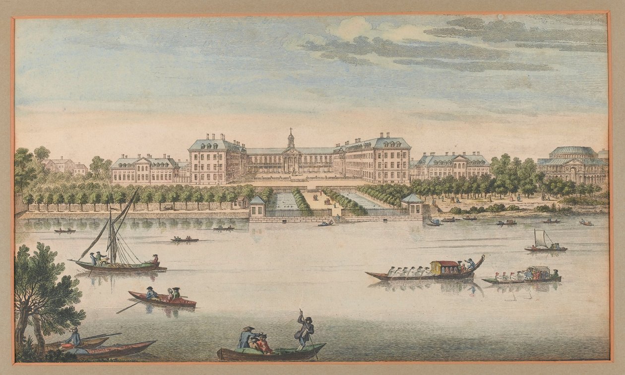 Royal Hospital Chelsea, Vista do rio, 1750 por volta de de Unknown