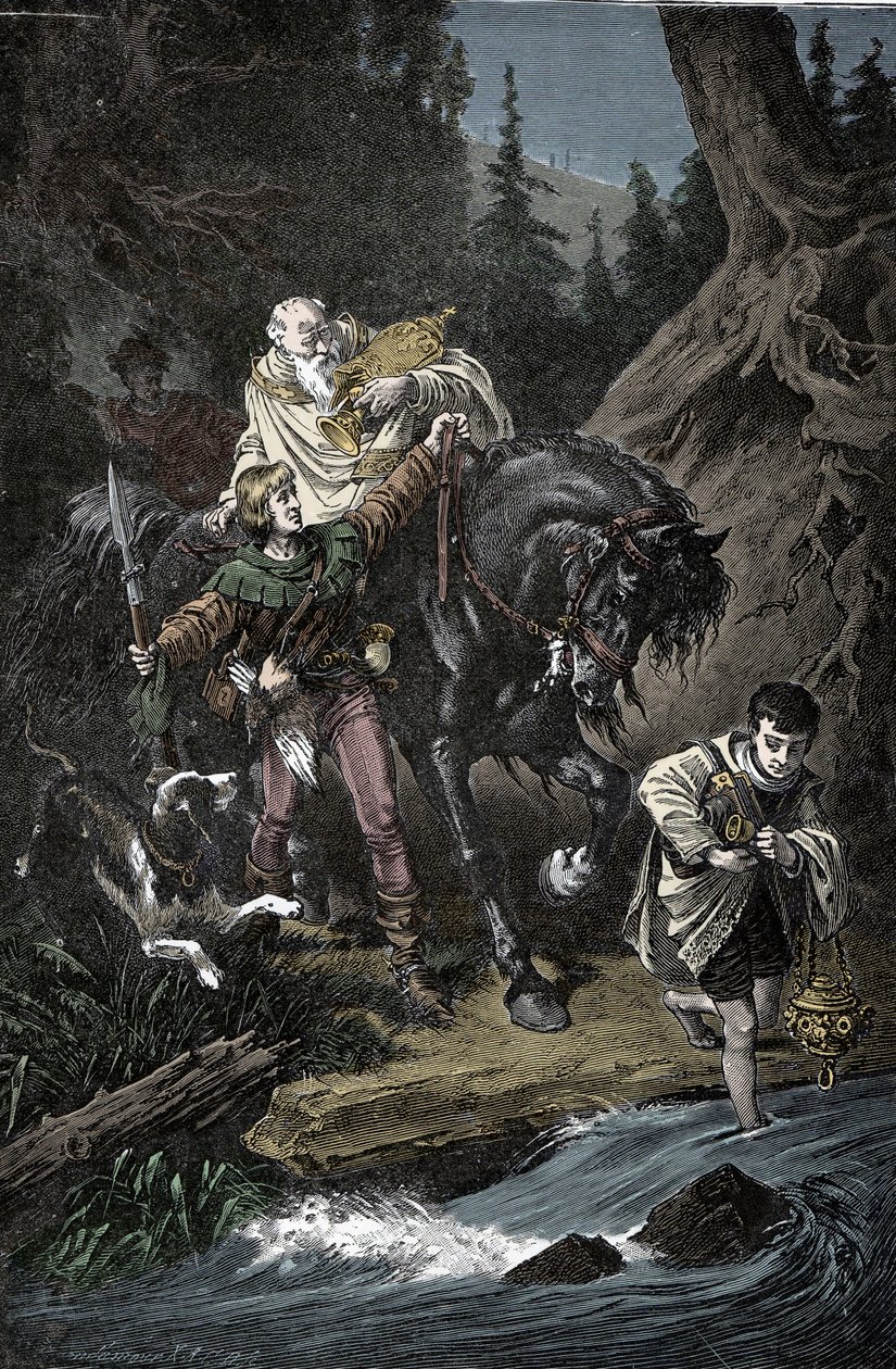 Rodolfo dos Habsburgos e o Sacerdote - Rodolfo I do Sacro Império (Rodolfo IV dos Habsburgos de Unknown artist
