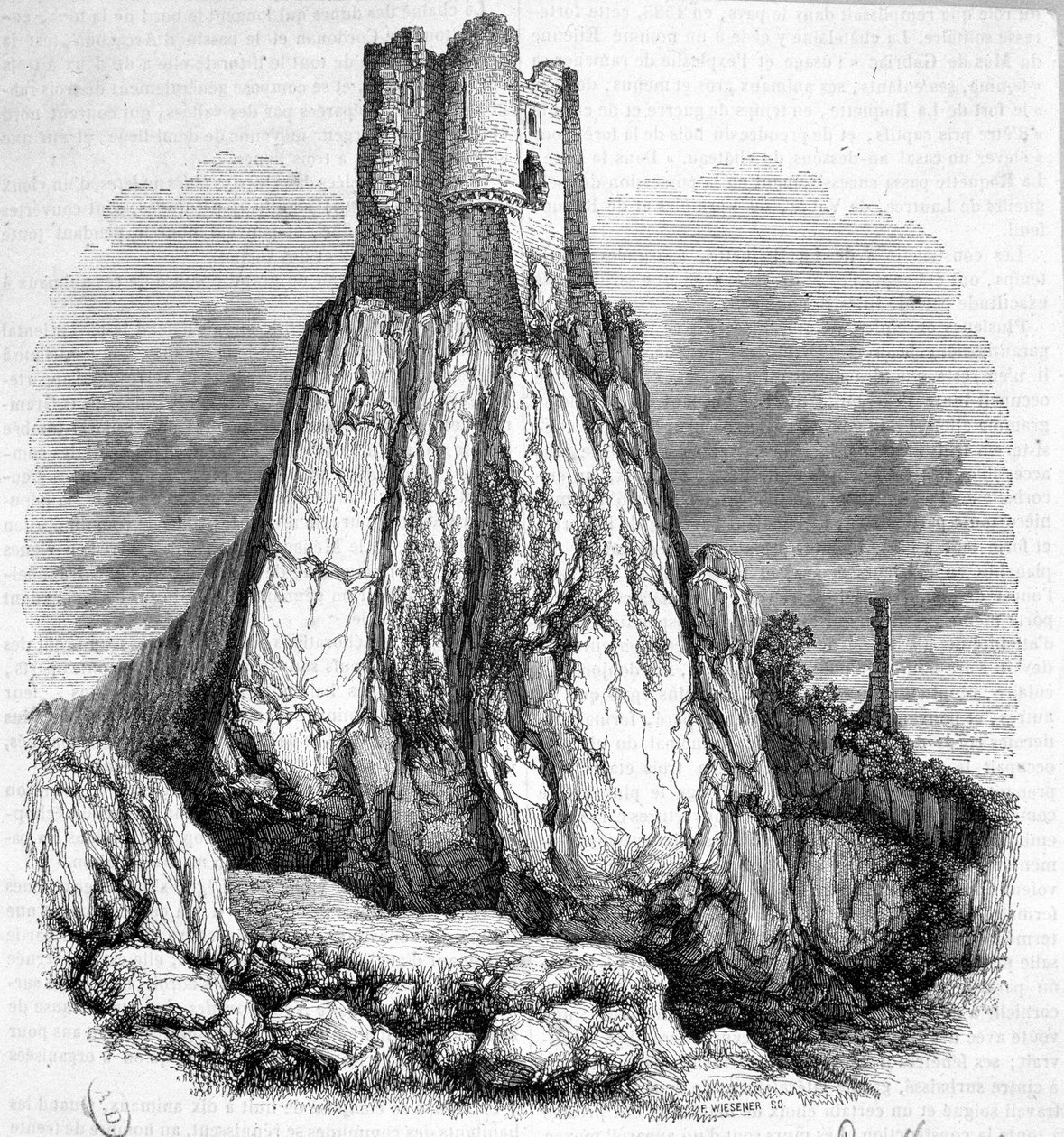 Ruínas do castelo de La Roquette - Gravura de Unknown artist