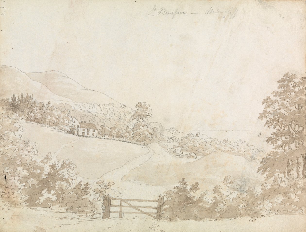 Paisagem Rural com Casa, Ilha de Wight de Unknown artist