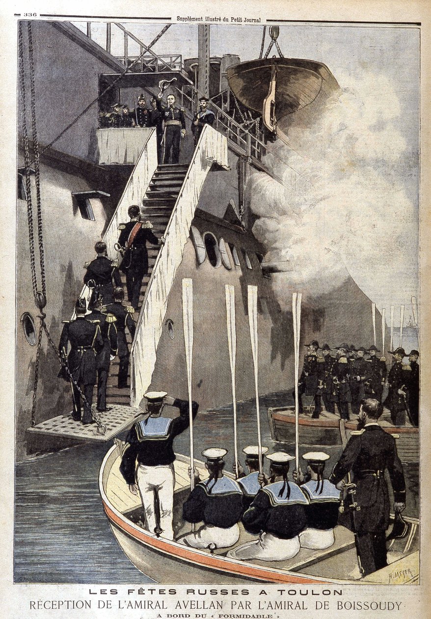 Festividades russas em Toulon: Recepção do Almirante Avellan pelo Almirante de Boissoudy a bordo do Formidável, no "The Petity Journal" de 21 de Outubro de Unknown artist