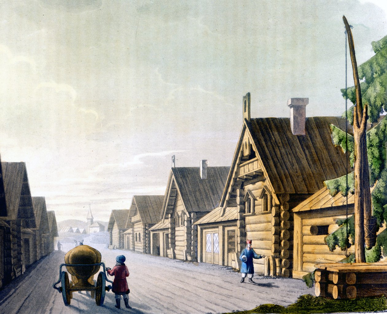 Aldeia russa no século XVIII. de Unknown artist