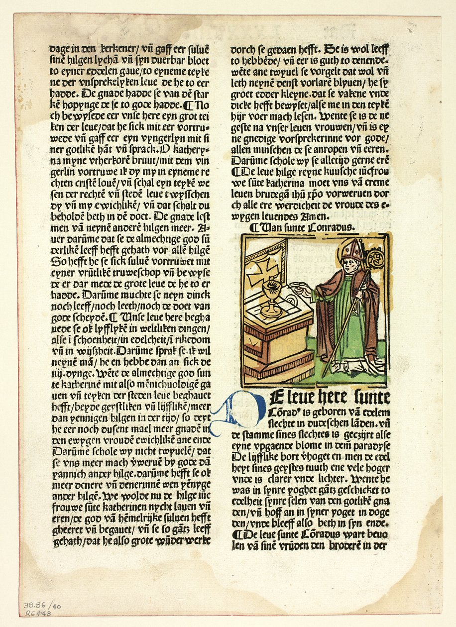 São Conrado de Der Heiligen Leben, Winterteil (Vidas dos Santos, inverno), Chapa 40 de xilogravuras de livros do século XV de Unknown artist