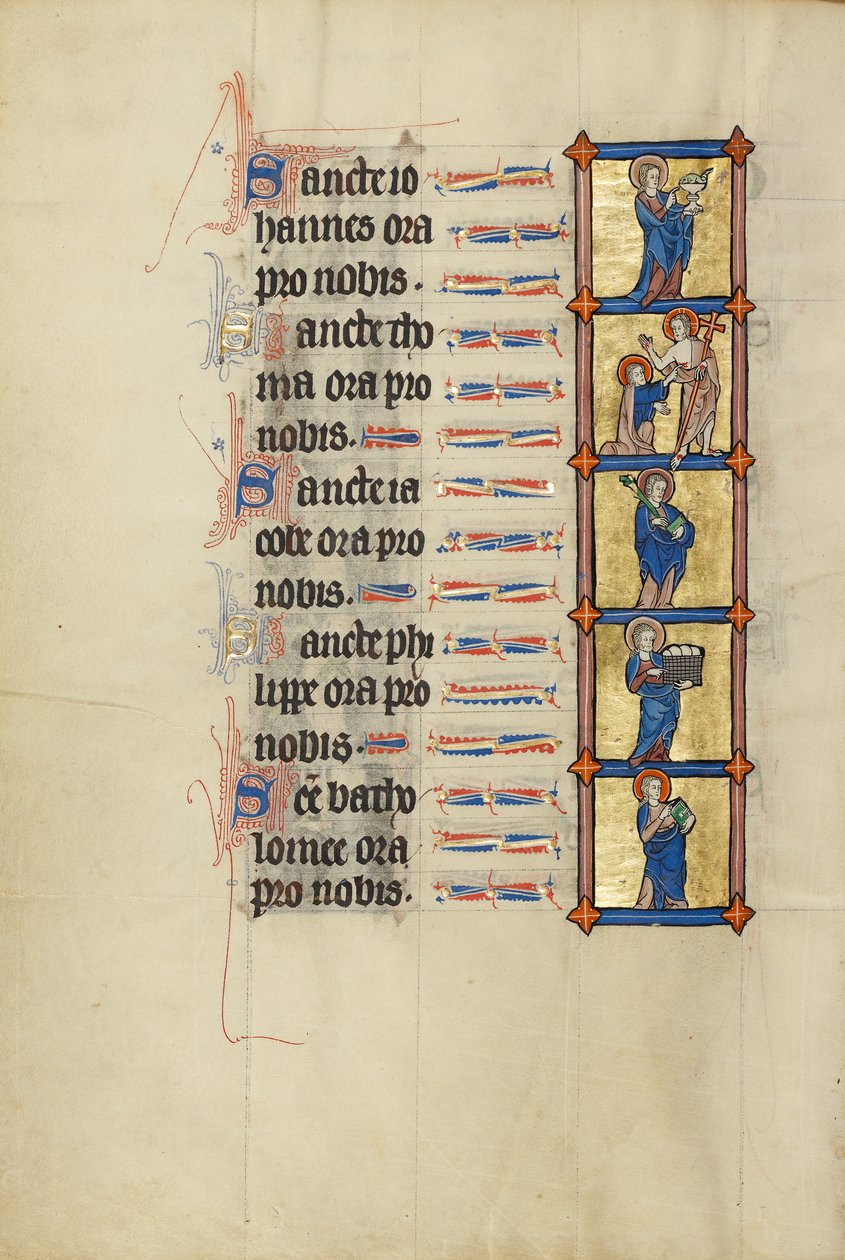 São João Evangelista com o cálice envenenado; Tomé duvidoso; São Tiago com um livro e a clava envenenada; São Filipe com um cesto de pão; São Bartolomeu com um livro de Unknown artist