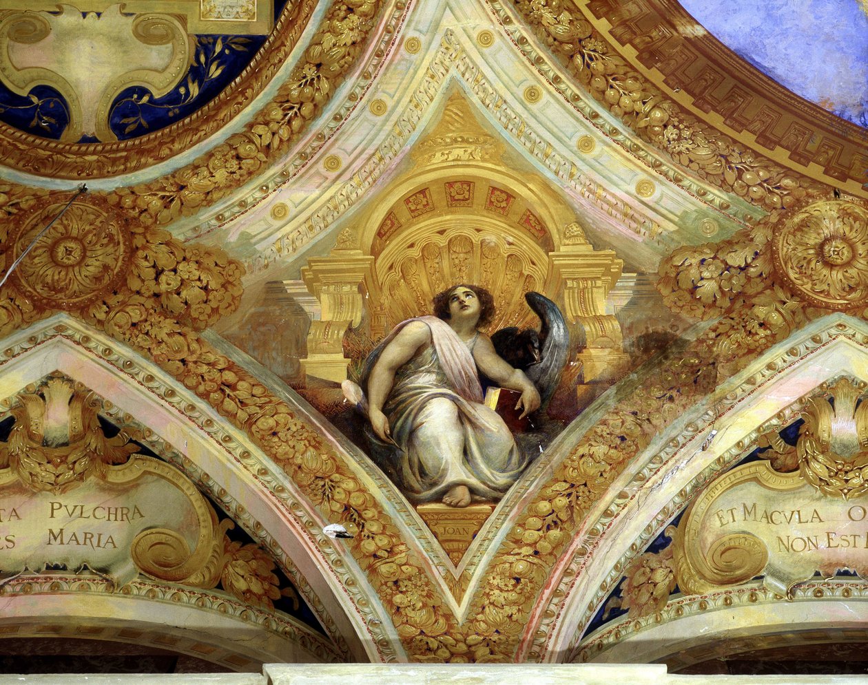 São João, o Evengelista, e a águia que o simboliza. O tecto da capela do desenho imaculado, Menton. de Unknown artist