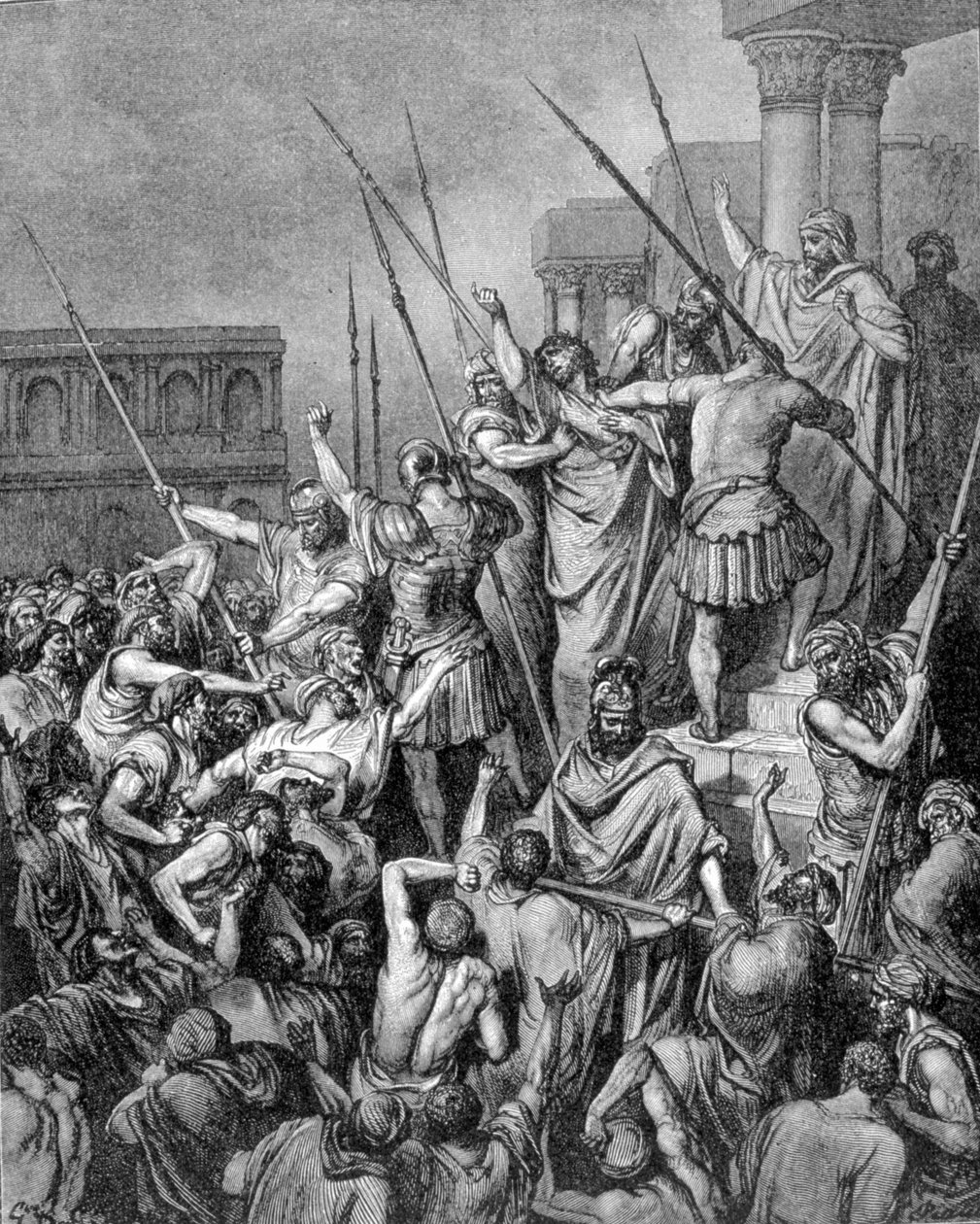 São Paulo está parado em Jerusalém. Gravura do século XIX. de Unknown artist