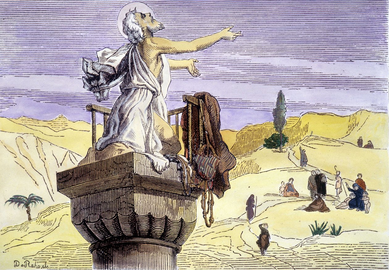 São Simeão o estilista pregando em uma coluna. de Unknown artist