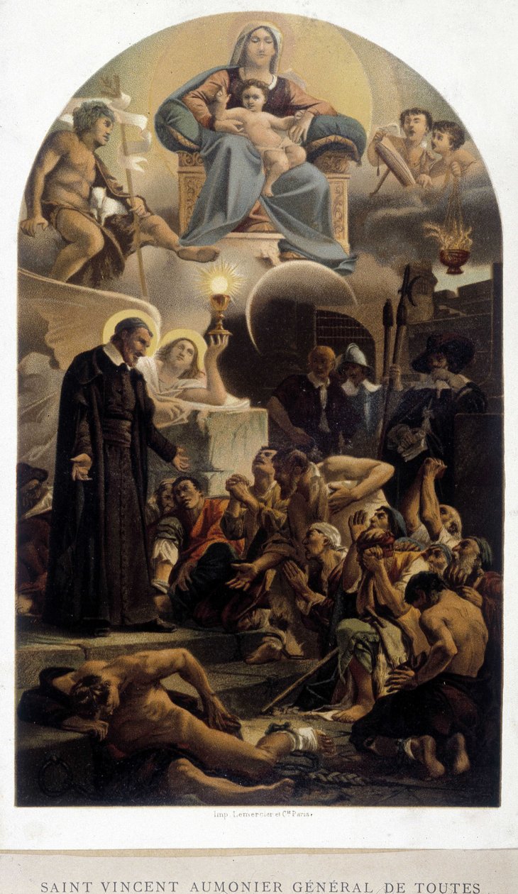 São Vicente de Paulo capelão geral dos pobres (com a Virgem e o Menino Jesus) - da ap. de Unknown artist