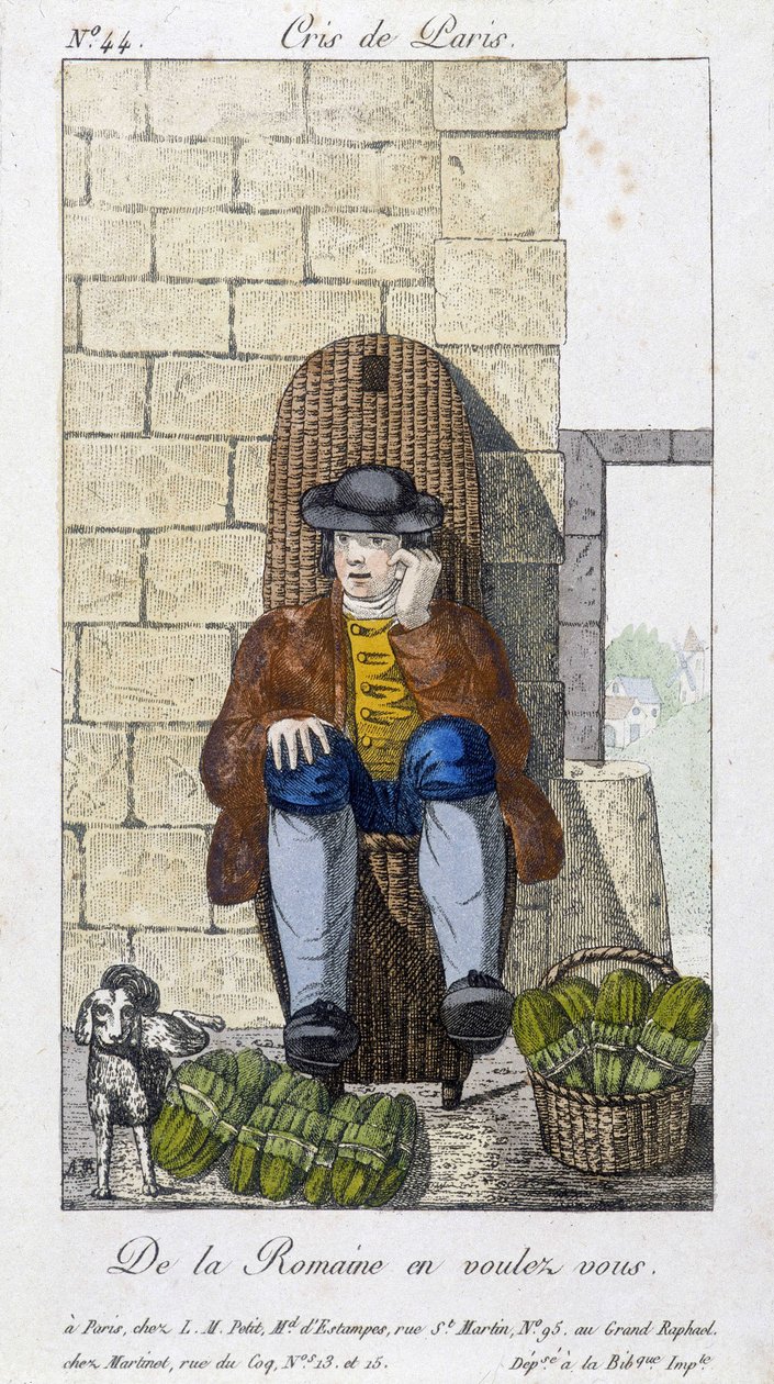 Vendedor de saladas - em "Cris de Paris", deb. Século XIX de Unknown artist