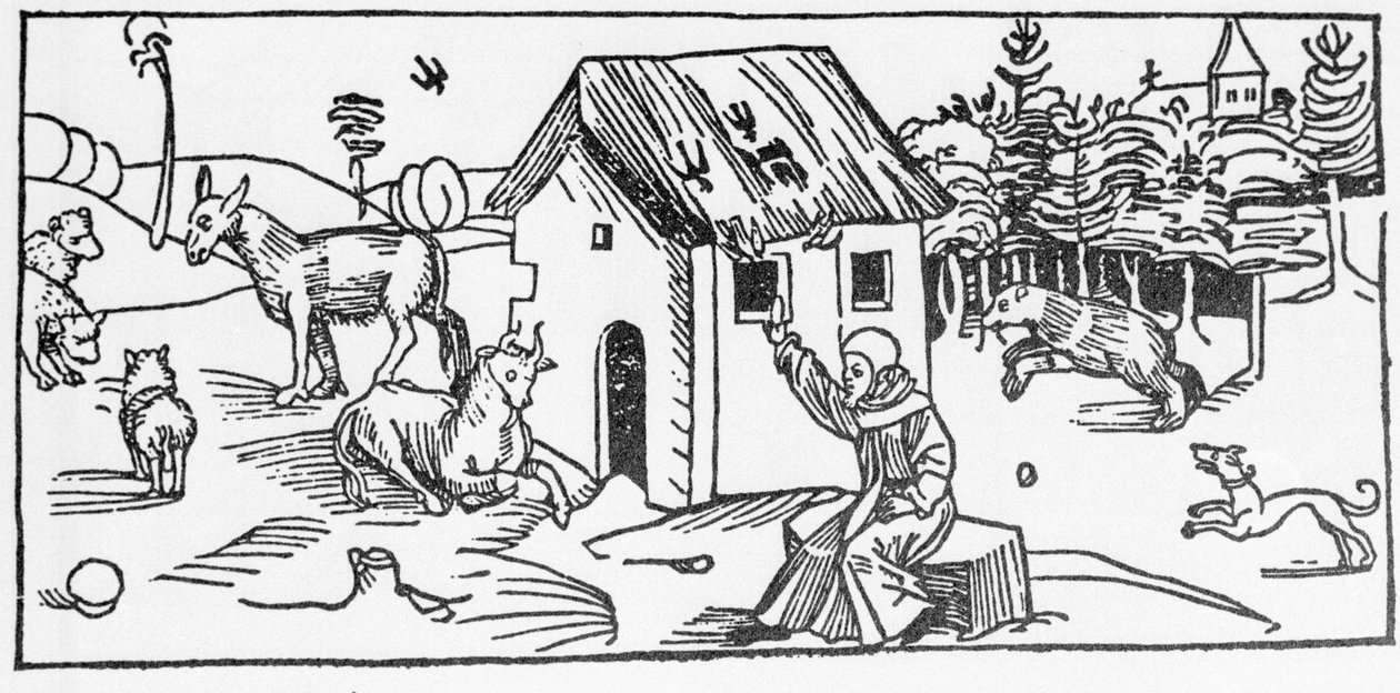 San Marinus. Gravura de "Leben der Heiligen - sommerteil" (O livro do santo) de Jacobus (Tiago) de Voragine (1228-1298). Lubeck 1488. de Unknown artist