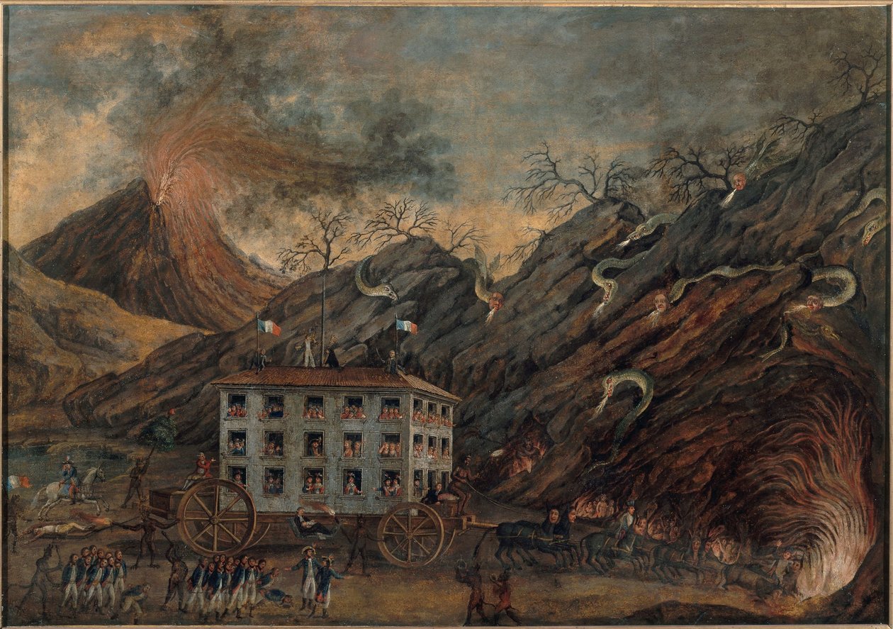 Alegoria satírica de uma descida aos infernos, entre 1701 e 1800 (óleo sobre tela) de Unknown artist