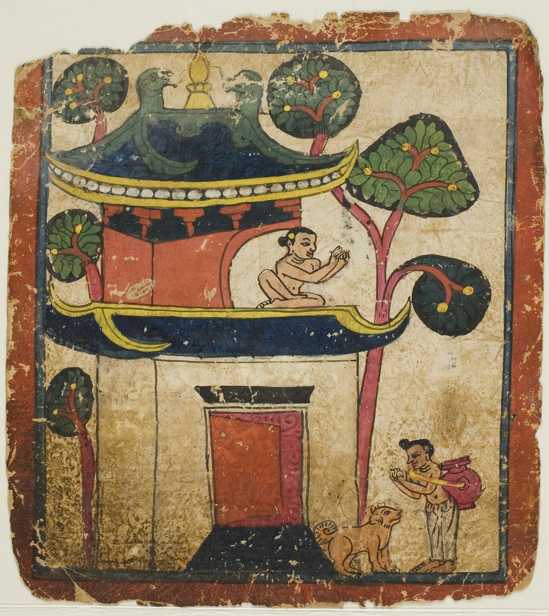 Cena da história de Buda Ushnisha, de um conjunto de cartas de iniciação (Tsakali) de Unknown artist