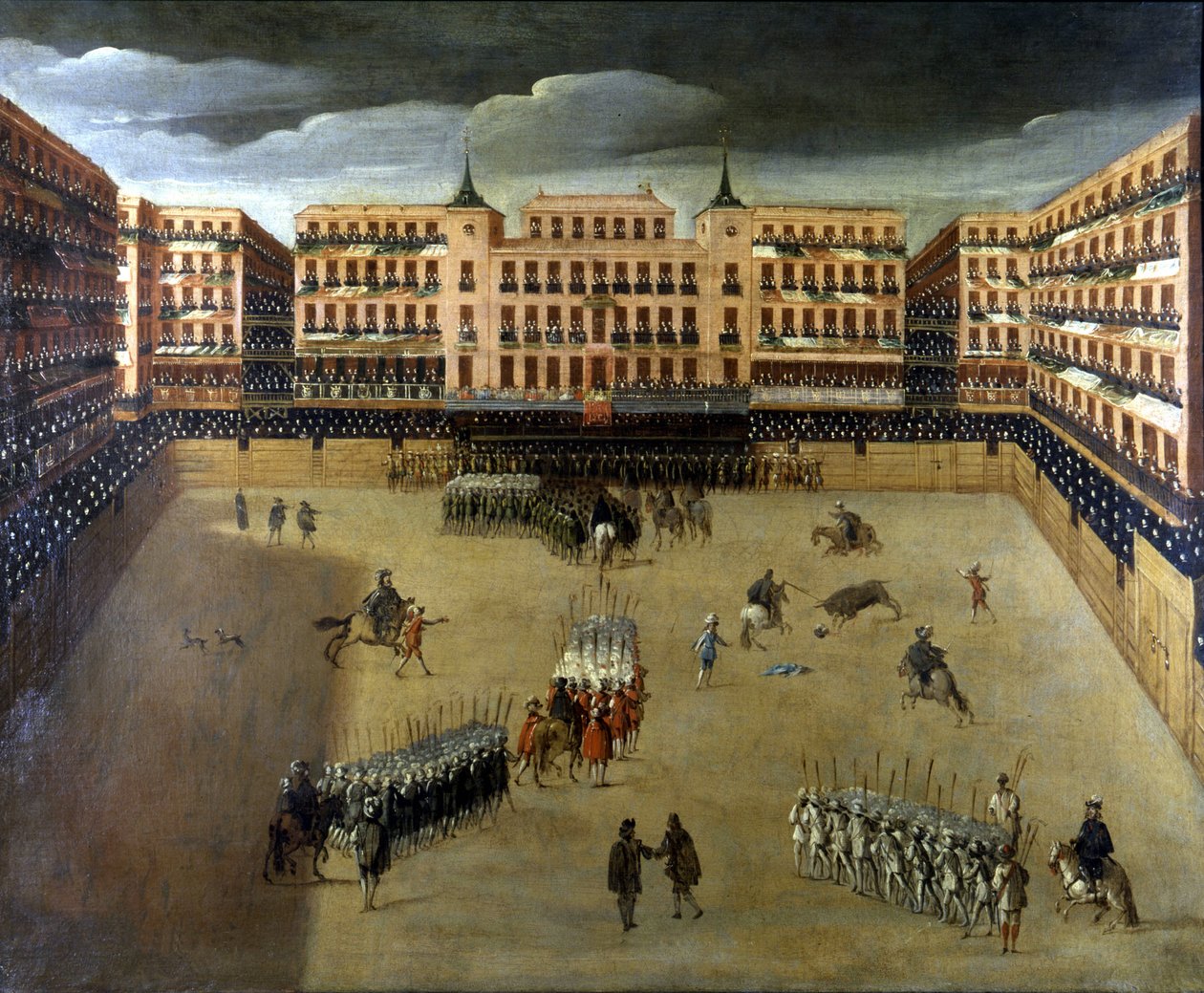 Cena da Corrida em Madrid, óleo sobre tela de Unknown artist